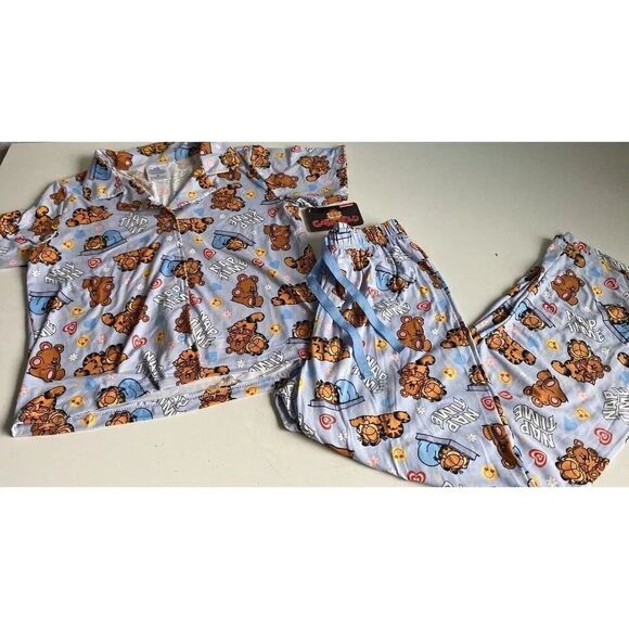 2 Pc Nickelodeon Garfield Nap Time PJ Pajama Set Women’s Sz S Soft Pants NEW - Picture 3 of 13